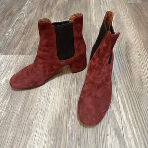 Coach Tia Suede High Heeled Ankle Booties, Size 7.5 Wine‎ Red Slip On